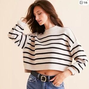 free People easy  street Sweater black stripe tan